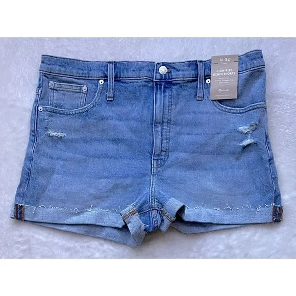 NWT Madewell High-Rise Denim Shorts in Astell Wash: Ripped Edition, Size 32 - Picture 5 of 14
